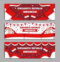 indonesië onafhankelijkheidsdag banner set vector