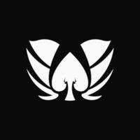 spade en phoenix logo concept. dier, abstract, minimalistisch, monogram en eenvoudig logo. zwart en wit. geschikt voor logo, icoon, symbool, embleem en teken vector