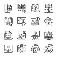 set e-learning doodle pictogrammen vector