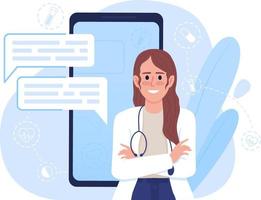 bezoekende arts online met mobiele app 2d vector geïsoleerde illustratie
