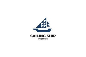 plat zeilschip logo ontwerp vector illustratie sjabloon