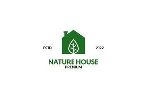 platte natuur huis met blad illustratie vector sjabloon