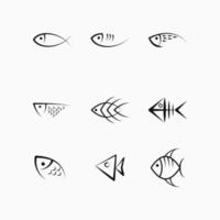 negen vispictogrammen met lijnstijl. eenvoudig en uniek. geschikt voor logo's, pictogrammen, symbolen en tekens. zoals een voedsel- of restaurantlogo vector