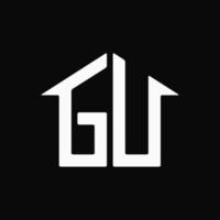 huis en letter gu logo concept. abstract, monogram, overzicht, plat, eenvoudig en schoon logo. geschikt voor logo, pictogram, symbool en teken. zoals initiaal of onroerend goed logo vector