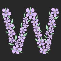 bloemen botanisch alfabet. vintage handgetekende monogram letter w. brief met planten en bloemen. vector belettering geïsoleerd op wit