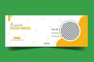 voedselmenu sociale media omslagontwerpsjabloon. speciaal hot food menu social media post design vector