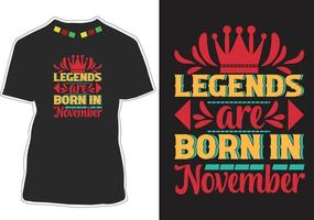 legendes worden geboren in november motiverende citaten t-shirtontwerp vector