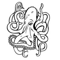 octopus vintage vector kunst geïsoleerd op wit. vectorillustratie van octopus.