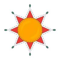 rode zon. Slavisch symbool van vastenavond. sier doodle vectorillustratie geïsoleerd op een witte achtergrond. russisch symbool vakantie lente vastenavond. vector