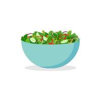 huisgemaakte veganistische salade.de vegetarische of veganistische maaltijd wordt geserveerd in een kom. vectorillustratie geïsoleerd op een witte achtergrond. vector