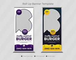 restaurant en eten roll-up bannersjabloon met pull-up ontwerp vector