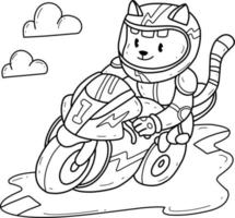 dieren kleurboek alfabet. geïsoleerd op een witte achtergrond. vector cartoon kat racer.