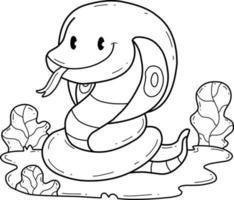 dieren kleurboek alfabet. geïsoleerd op een witte achtergrond. vector cartoon cobra slang.