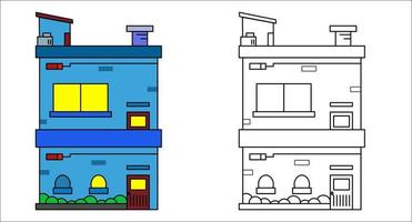kleurboek. kleurboek fantastisch huis voor kinderen activiteit kleurplaten. vector illustratie