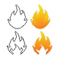 vlam, vuur. pixel art 8 bit vector pictogram illustratie