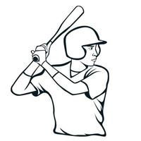 honkbalspeler vectorillustratie in zwart-wit vector