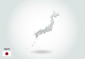 vectorkaart van japan met trendy driehoekenontwerp in veelhoekige stijl op donkere achtergrond, kaartvorm in moderne 3D-papier gesneden kunststijl. gelaagd papercraft knipselontwerp. vector
