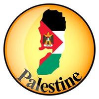 oranje knop met de afbeeldingskaarten van palestina vector