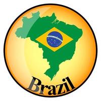 oranje knop met de afbeeldingskaarten van brazil vector