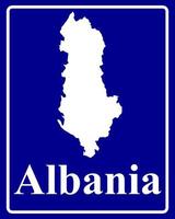 teken als een witte silhouetkaart van albanië vector