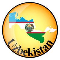 oranje knop met de afbeeldingskaarten van oezbekistan vector