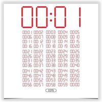 digitale klokclose-up die 00 uur weergeeft. rode digitale klok nummer set elektronische cijfers premium vector