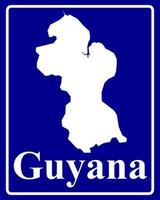 teken als een witte silhouetkaart van guyana vector