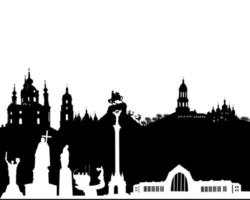 zwart-wit silhouet van Kiev vector