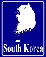 teken als een witte silhouetkaart van zuid-korea vector
