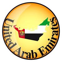 oranje knop met de afbeeldingskaarten van verenigde arabische emiraten vector