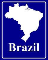 teken als een witte silhouetkaart van brazilië vector