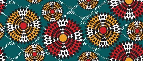 afrika 0008afrikaanse etnische traditionele groene patroon. naadloze mooie kitenge, chitenge-stijl. modevormgeving in kleurrijk. geometrische cirkel abstracte motief. bloemen ankara prints, Afrikaanse wax prints. vector