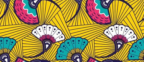 Afrikaanse etnische traditionele gele patroon. naadloze mooie kitenge, chitenge, nederlandse wasstijl. modevormgeving in kleurrijk. botanisch abstract motief. bloemen ankara prints, Afrikaanse wax prints.