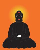 silhouet van de boeddha op een oranje achtergrond vector