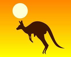 silhouet van een kangoeroe op een oranje achtergrond vector