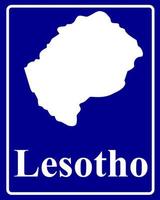 teken als een witte silhouetkaart van lesotho vector