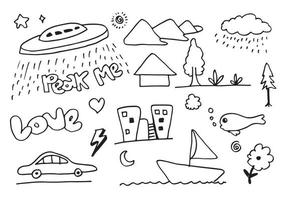 collectie set handgetekende doodle schattige illustratie - vector eps 10