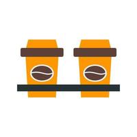 twee koffies plat veelkleurig pictogram vector