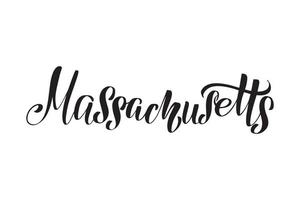 inspirerende handgeschreven borstel belettering massachusetts. vector kalligrafie illustratie geïsoleerd op een witte achtergrond. typografie voor banners, badges, ansichtkaarten, tshirts, prenten, posters.