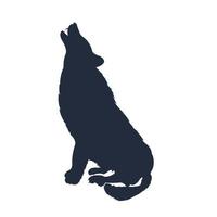 silhouet van de wolf. vector wolf-logo. dieren in het wild, wilde wolf illustratie, wolf zittend icoon