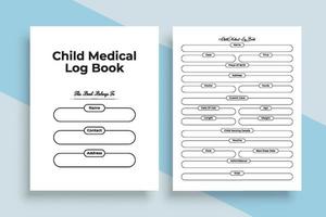 kind medisch tijdschrift interieur. baby dagelijkse groei informatie tracker en vaccin checker sjabloon. interieur van een notitieboekje. kind medische informatie en dagelijkse activiteiten tracker interieur. vector