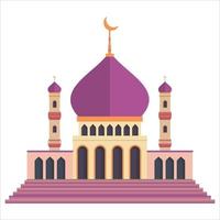 eid al-fitr mubarak-moskee op witte achtergrond, heilige festival van moslim, moslimmoskee, veelkleurige schaduw, paars, vectorillustratie van moskee. vector