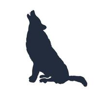 silhouet van de wolf. vector wolf-logo. dieren in het wild, wilde wolf illustratie, wolf zittend icoon