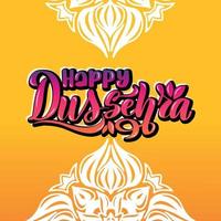 mooie belettering kalligrafische inscriptie gelukkig dussehra festival Indiase ornament en verloop tekst met een schaduw. kalligrafie op oranje achtergrond. vector voorraad illustratie eps 10