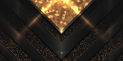 luxe award achtergrond met gouden glanzend driehoekig patroon en glitters vector