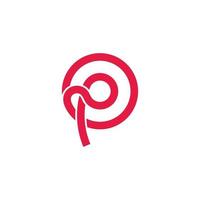 letter p bochten lus cirkel geometrische logo vector