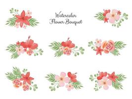 aquarel bloemboeket vector collectie voor huwelijksuitnodiging