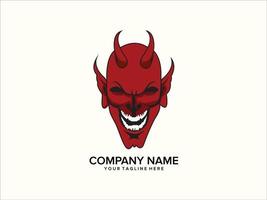 rood en spookachtig rood en eng duivels hoofd symbool logo vector