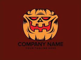 spooky halloween pompoen logo vector