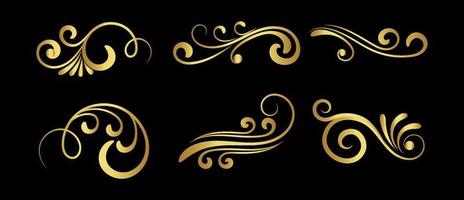 gouden swirl ornament slag. sierkrullen, swirls divider en filigrane ornamenten vector
